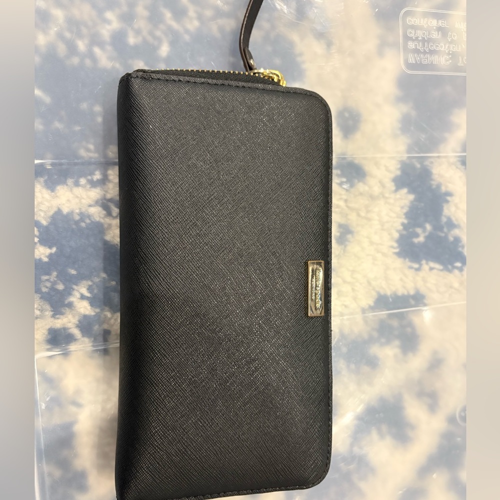 Kate Spade Black Saffiano Leather Zip-Around Wallet
